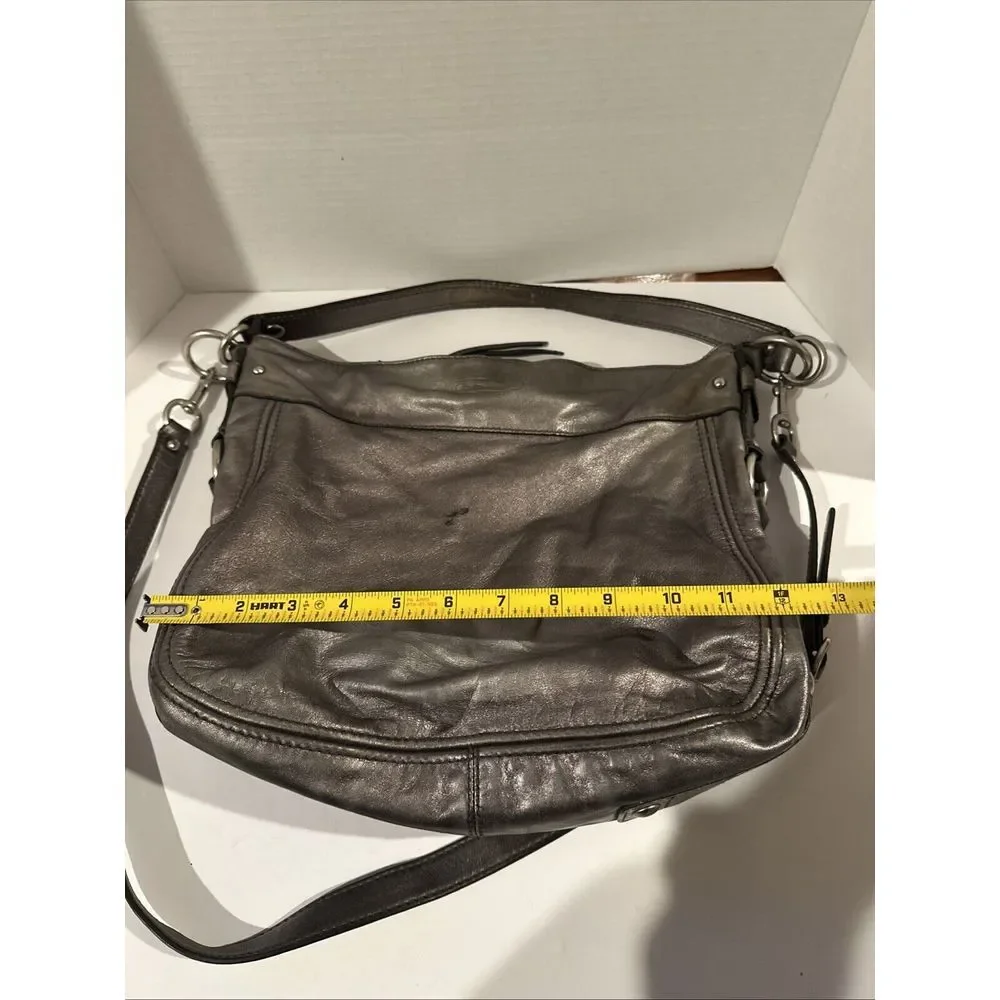 Coach‎ Women's Leather Zoe Convertible Shoulder ToCrossbody Hobo Bag Silver VTG